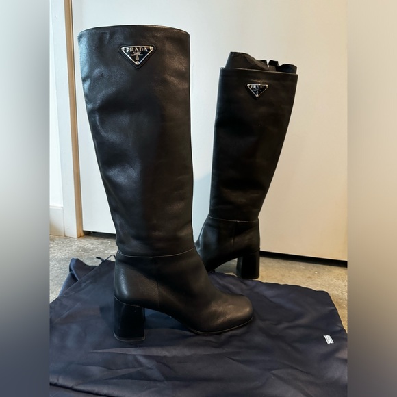 Prada Knee High Leather Boots - Picture 7 of 16